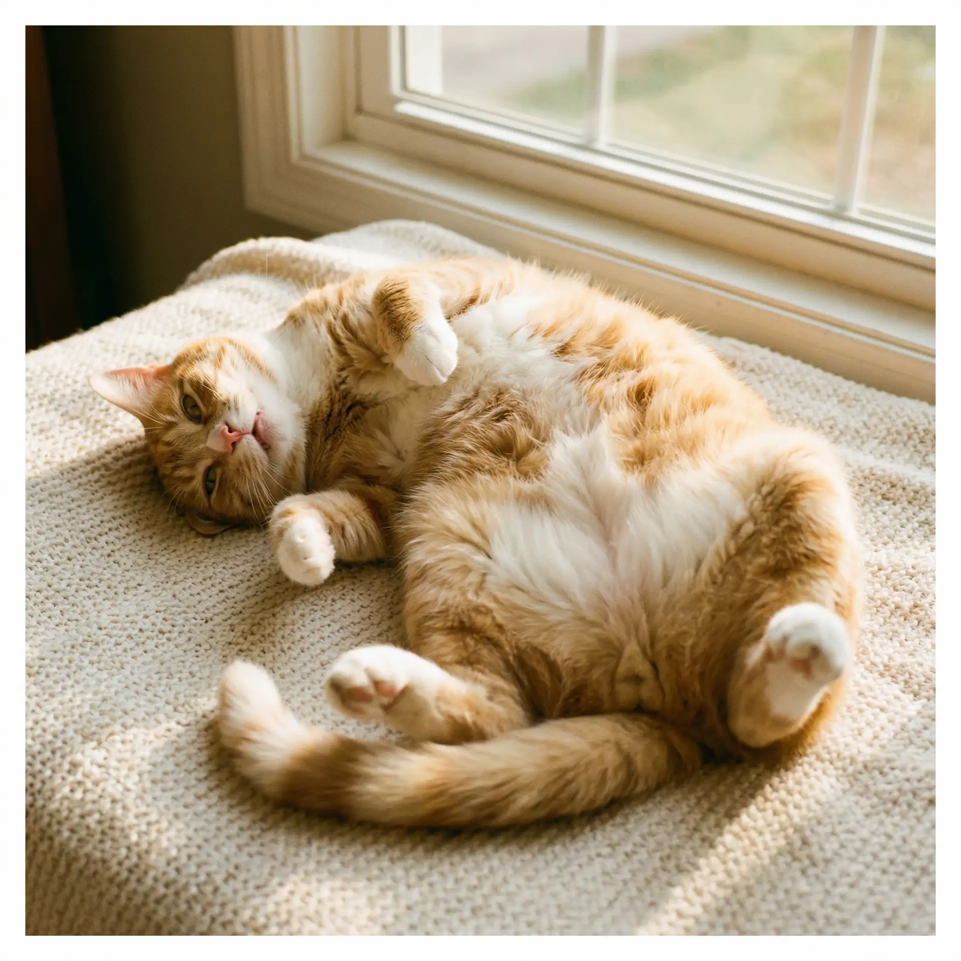 猫咪仰躺露出肚皮 - 哈罗小姐